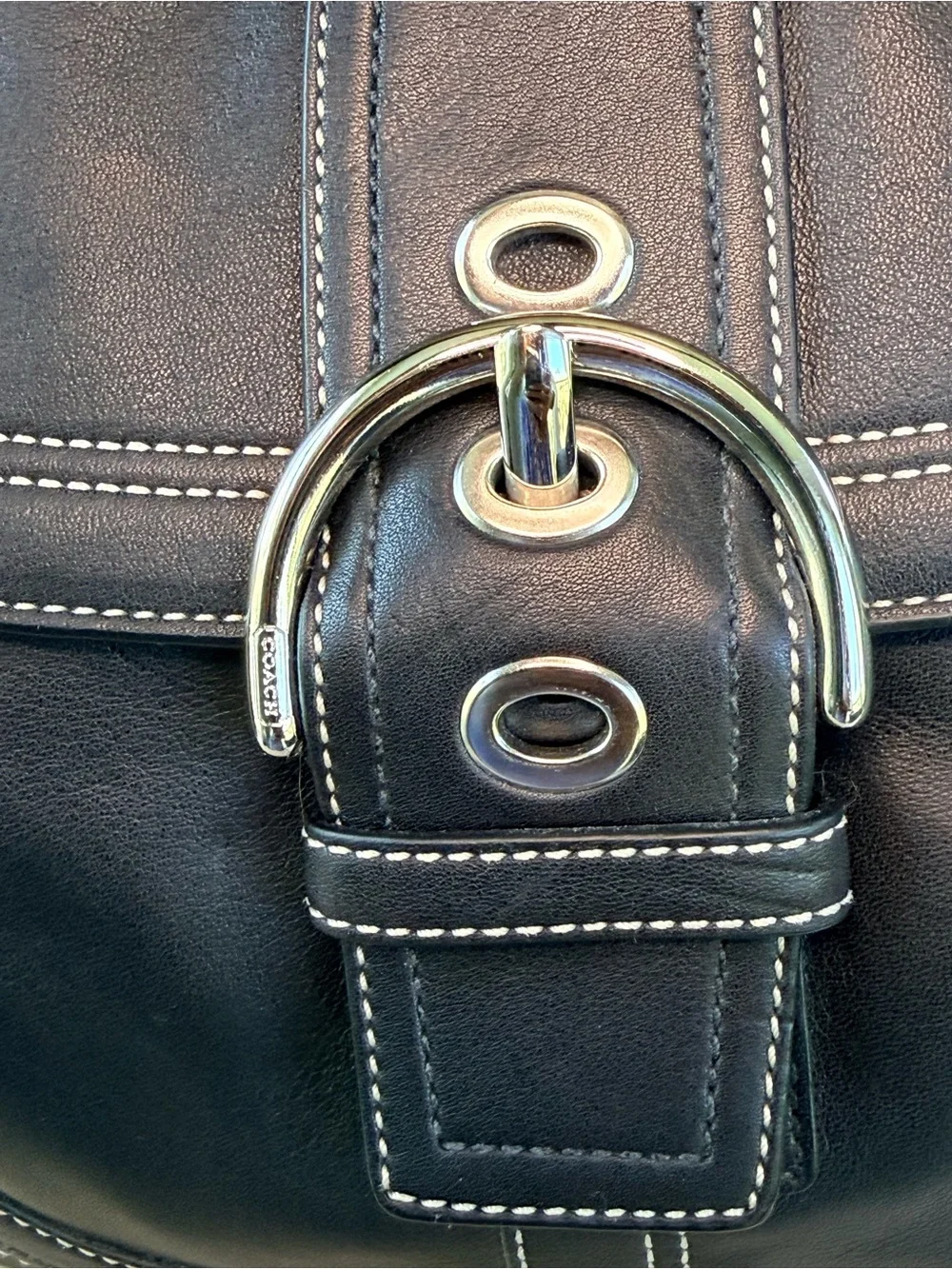 NWT New Vintage Coach Black Leather Soho Flap Bag F10910 Never Used